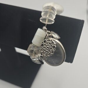 Silpada Sterling Silver Crystal And Glass Stretch Bracelet